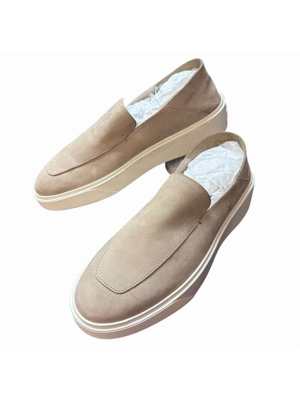 Reiss Men's Beige Nubuck Leather Slip-On Loafers Size 9 Casual Shoes NWOT - Picture 2 of 11
